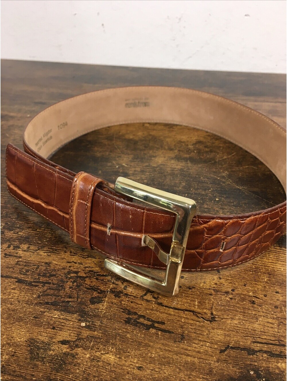 Vintage Nordstrom Belt USA Made Alligator Grain Steerhide Small 28” 1.5” New #10